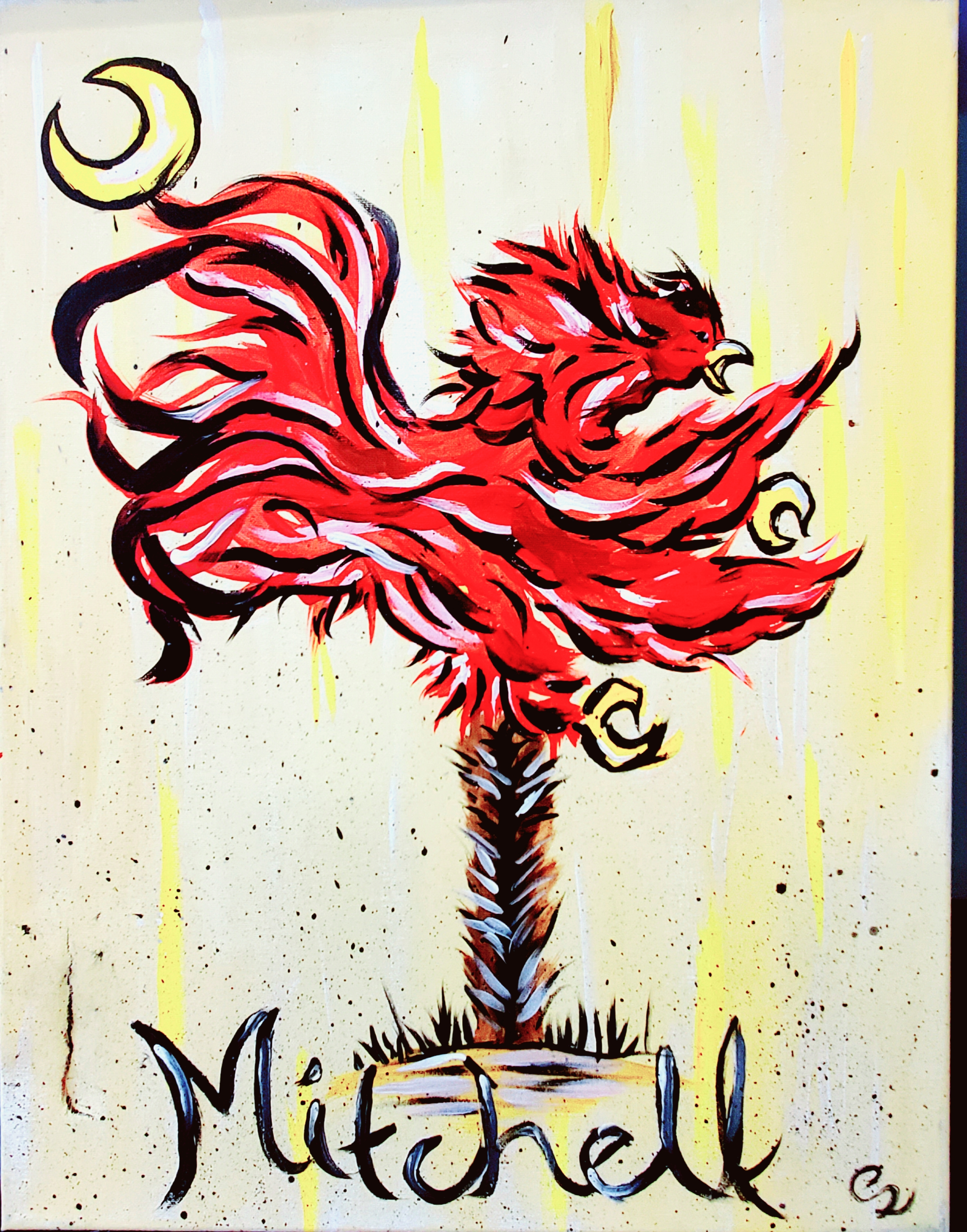 Carolina Gamecock in shape of Palmetto Tree Flag