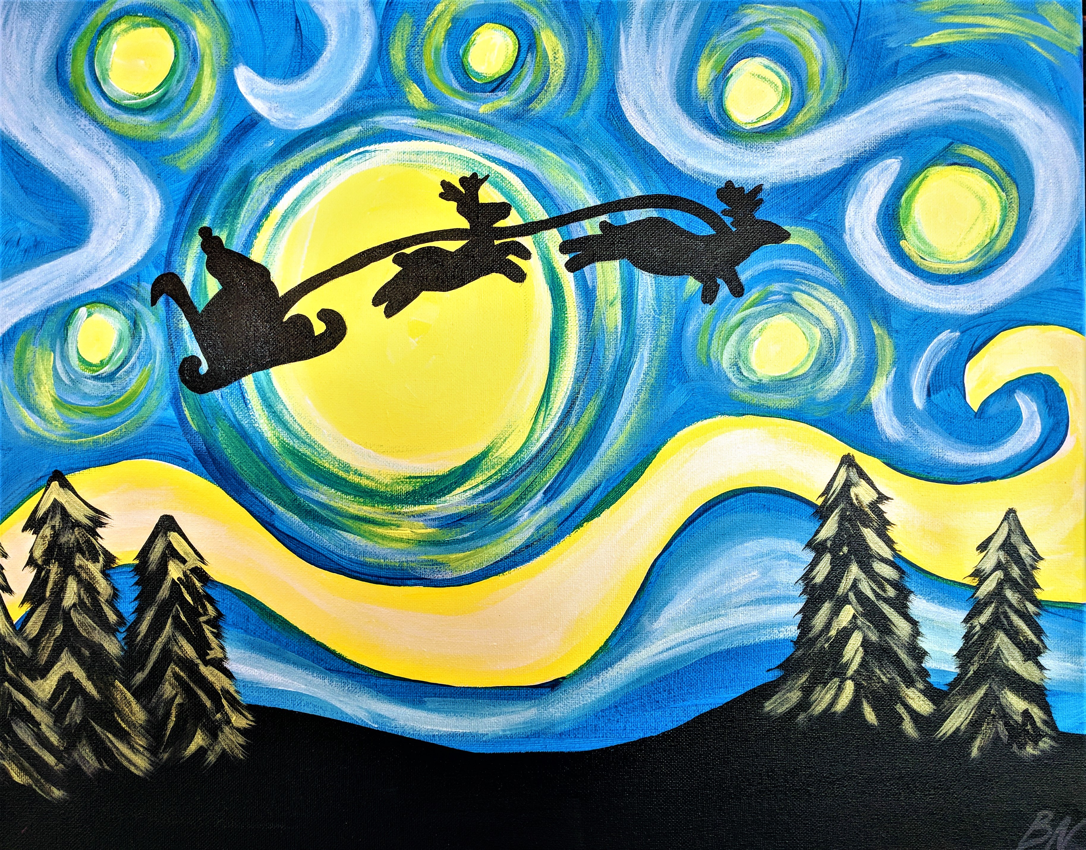 Starry Night with Santa's Sleigh